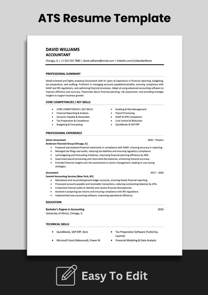 ATS Friendly Accountant Resume Template