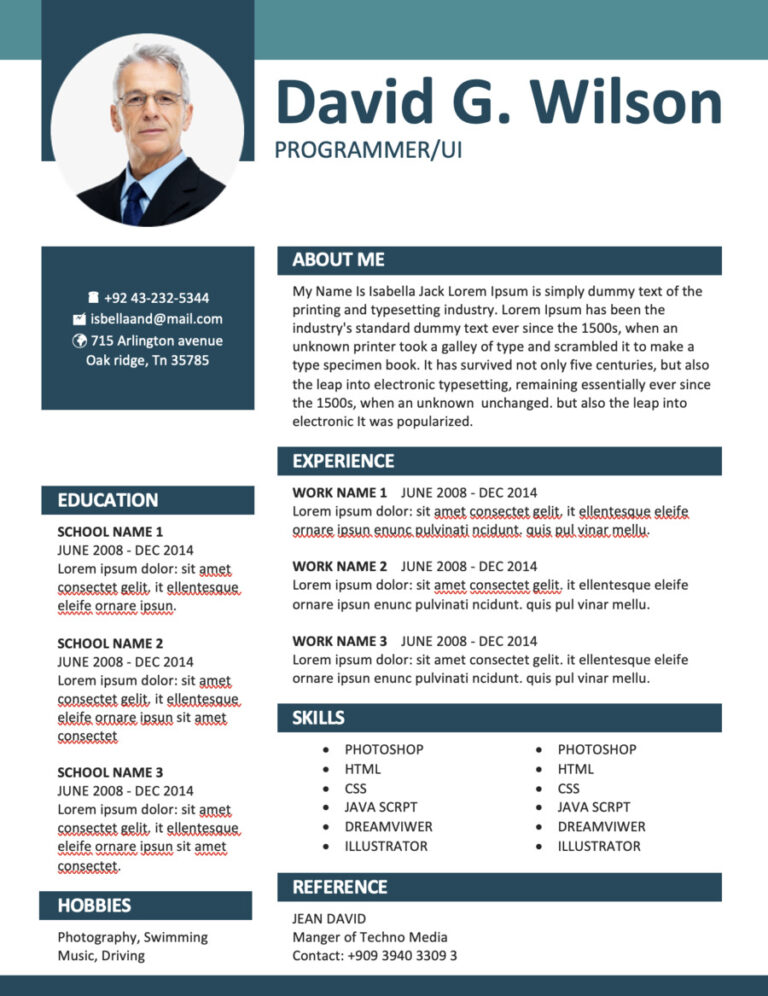 Modern & Stylish Resume/CV Format Download In Word