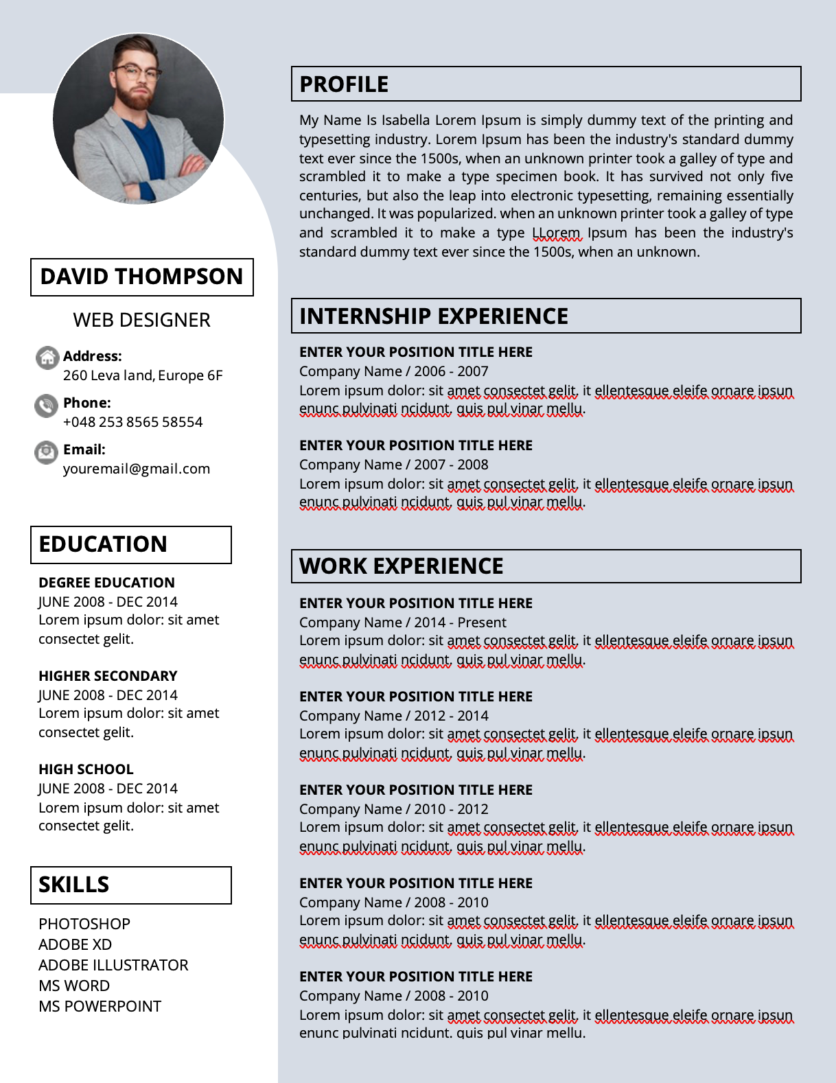 templates for resume CV download