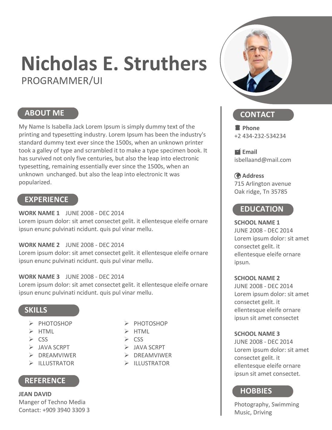 Cretive Resume Template in Word Download