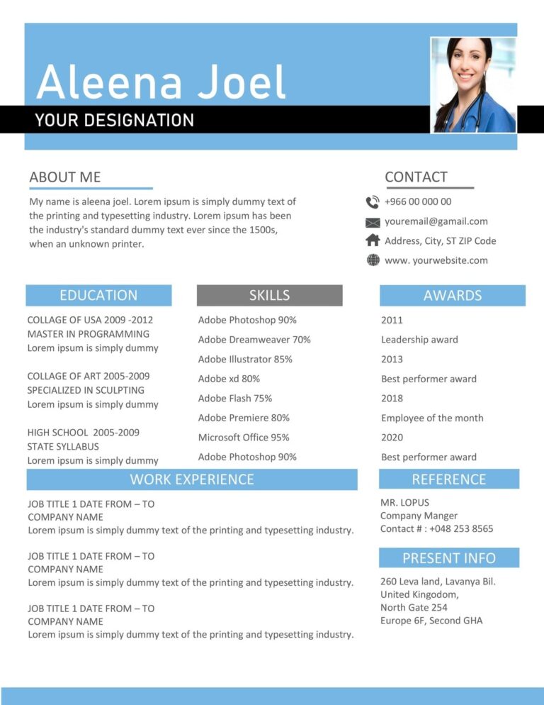 Modern Resume & Cv Template Free Download