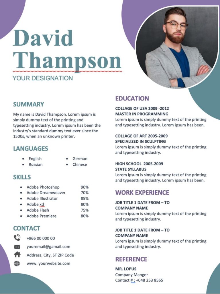 Professional Resume Template Download in Word