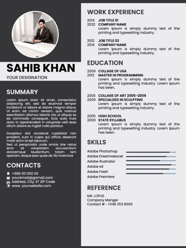 1 Page Resume Template Word CV Template Professional, CV Design