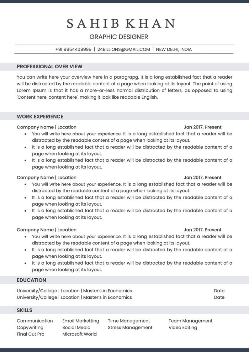 ATS Friendly Resume Format In MS Word Download ATS Friendly Resume Format In MS Word Download
