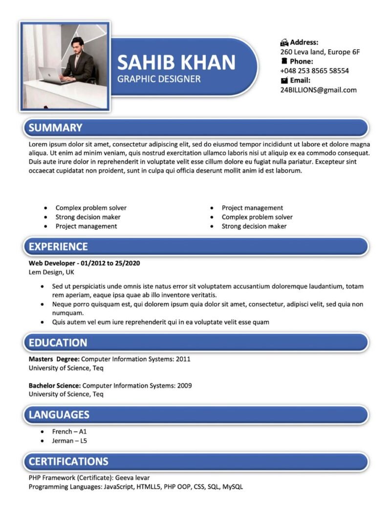 Cv File Format Word Resume Format Free Download | Free CV Templates