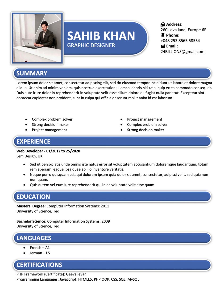 Word Resume Format Free Download Free CV Templates