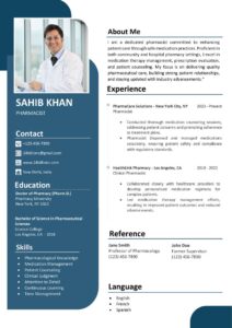 Pharmacist Curriculum Vitae Template - .Docx & .PDF Editable Format