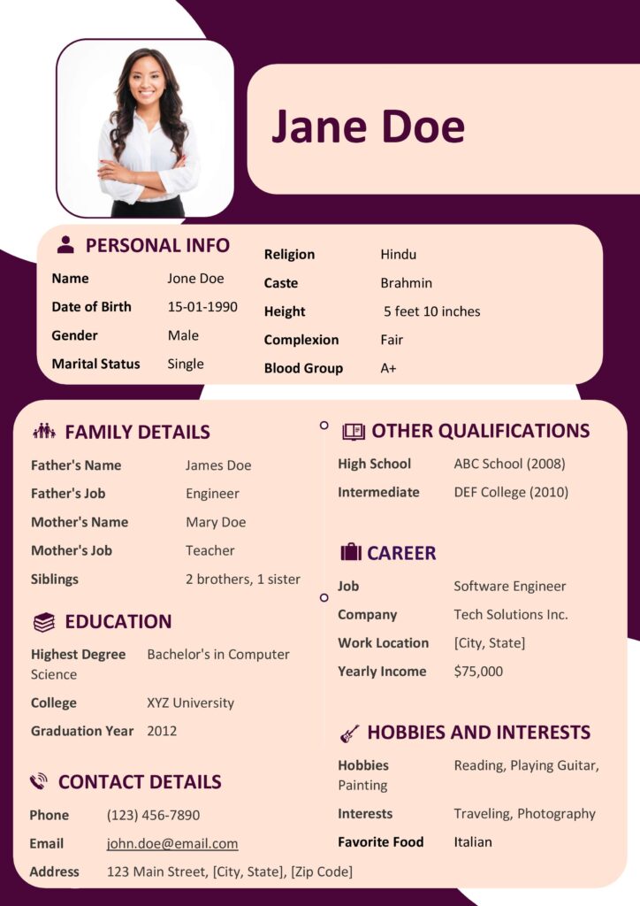 Free Marriage Biodata Maker | Create Biodata