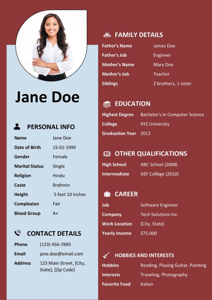 Personalized Biodata Maker for Marriage - Bride and Groom