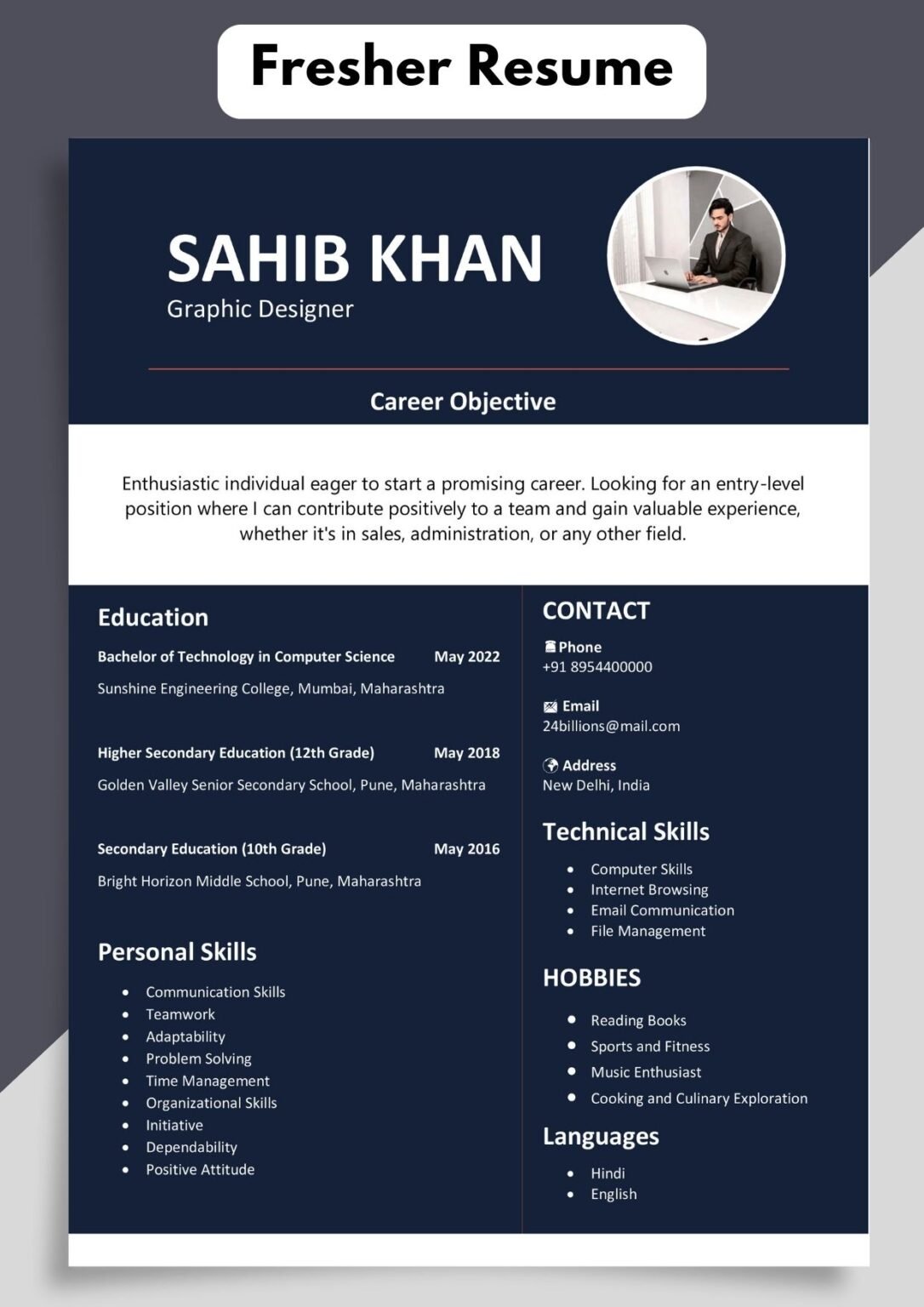 Fresher Cv Template TopRated Fresher Resume Template