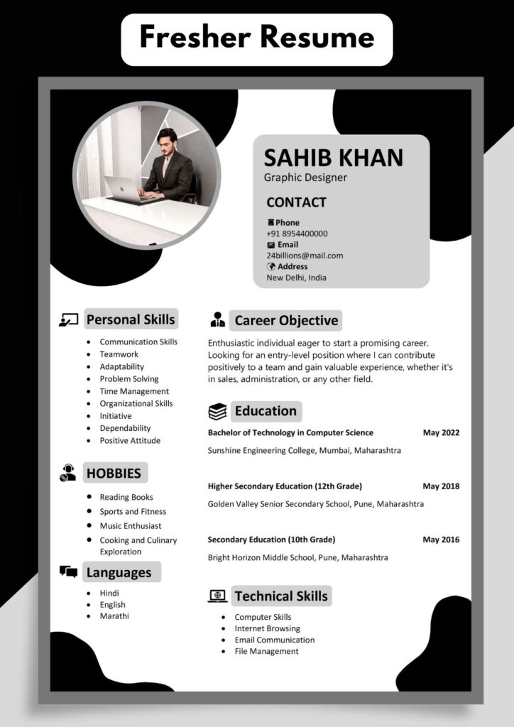 Resume Styles For Freshers Editable Fresher Cv Sample