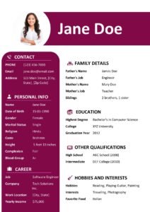 Bio Data Template For Marriage | Marriage Biodata Creator