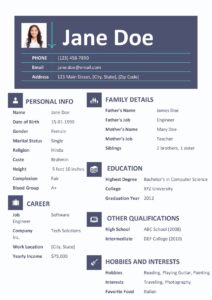 Free Biodata Templates For Marriage 