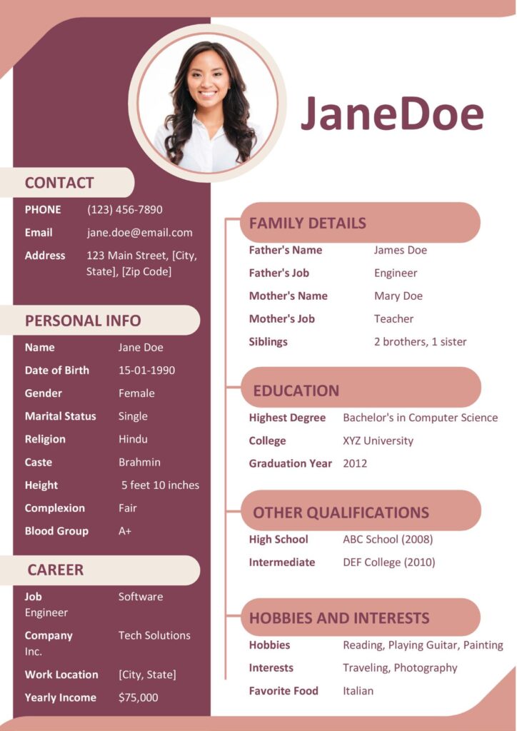 Marriage Biodata Maker | Marriage Biodata Format Pdf & Word