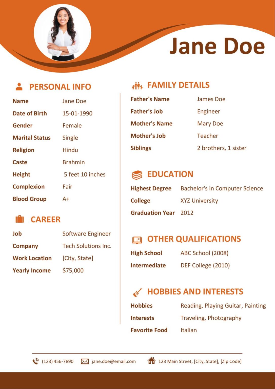 Marriage Biodata | Marriage Biodata Format for Girl