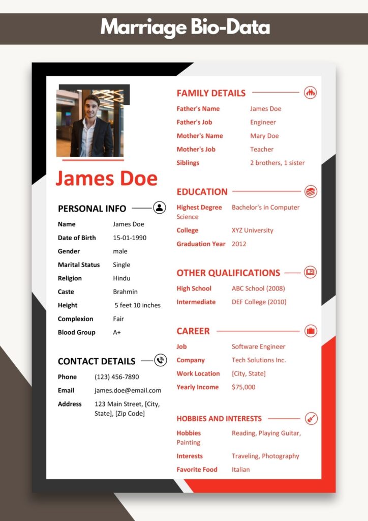 Marriage Biodata Format Template | Wedding Biodata Format Pdf