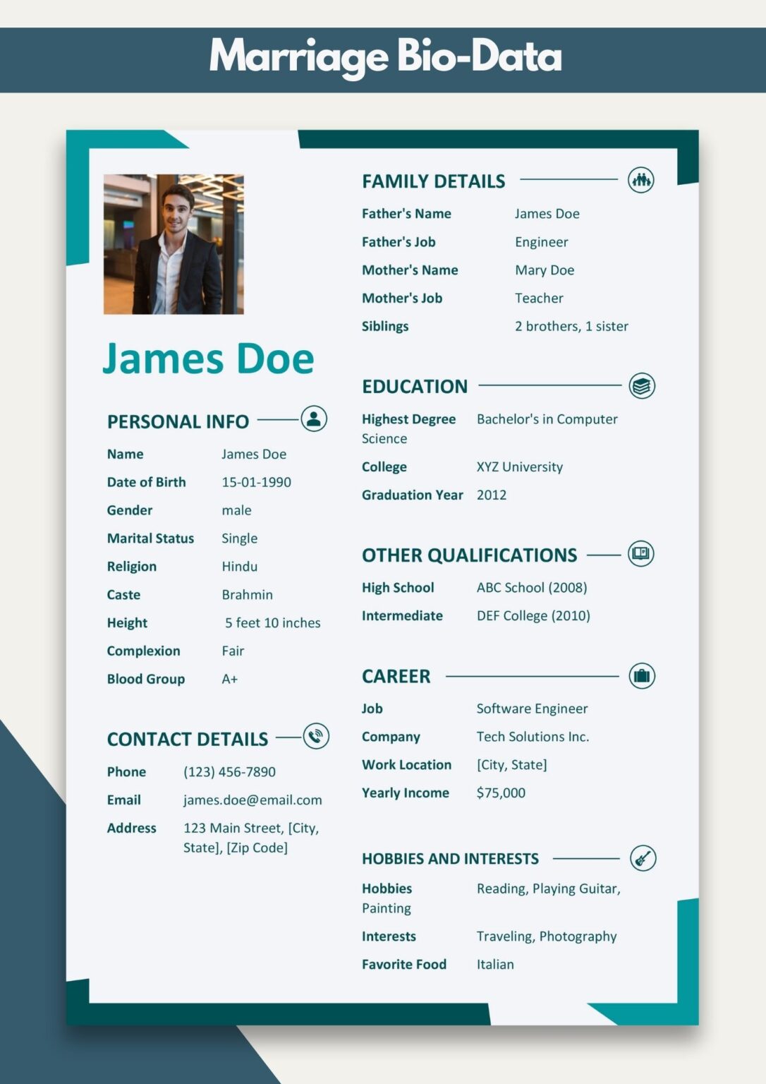 Marriage Biodata Format for Girl | Biodata for Marriage Format