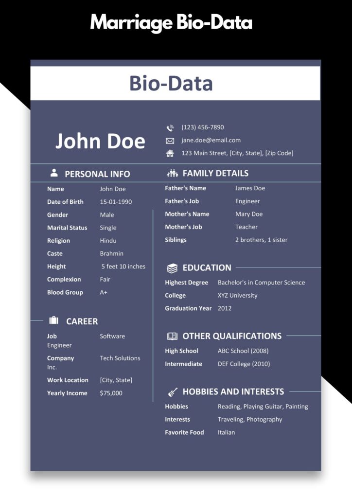 Sample For Biodata For Marriage 