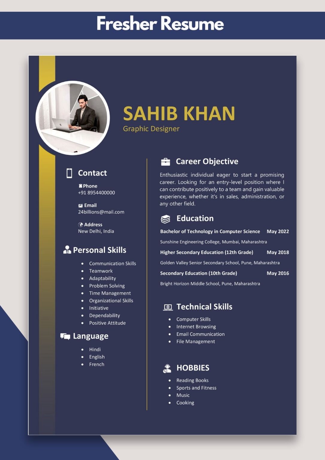 Cv for Freshers Examples Best Resume Examples for Freshers