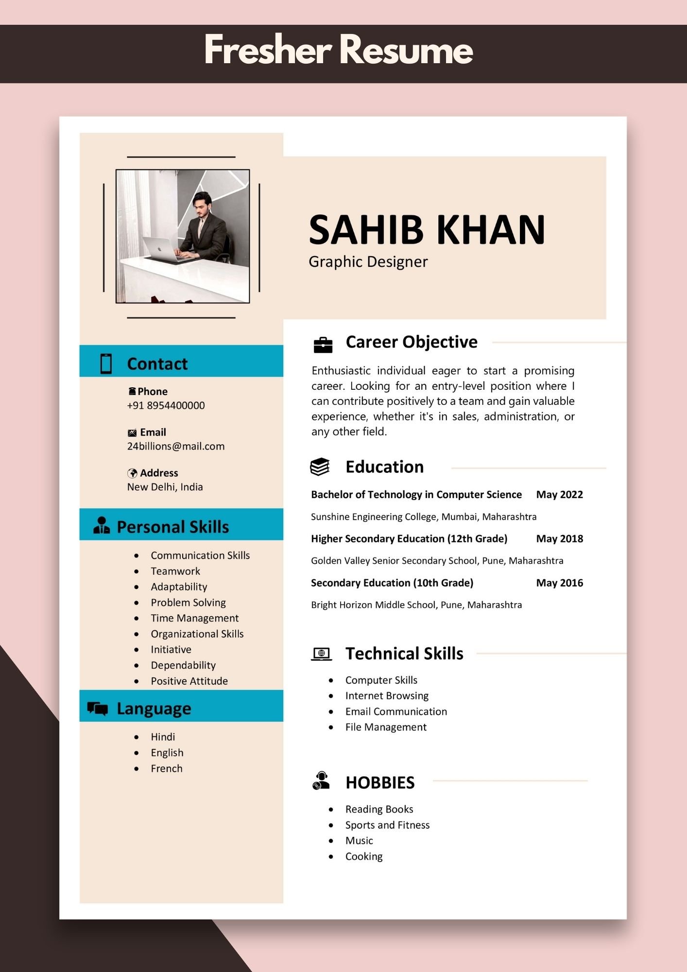Download Free Resume Template Word for Fresher