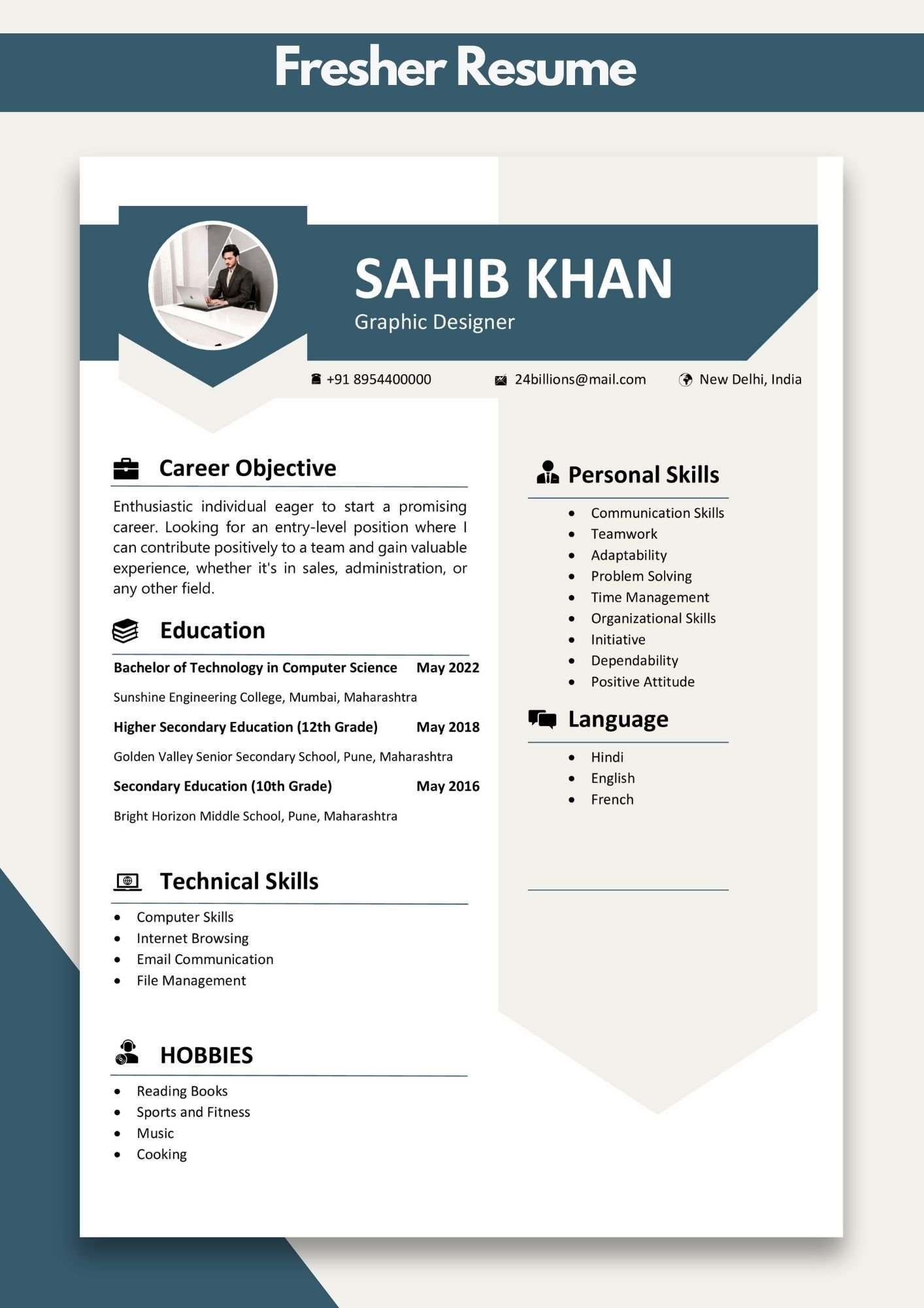 Free Download Fresher Resume Templates Pdf and Word