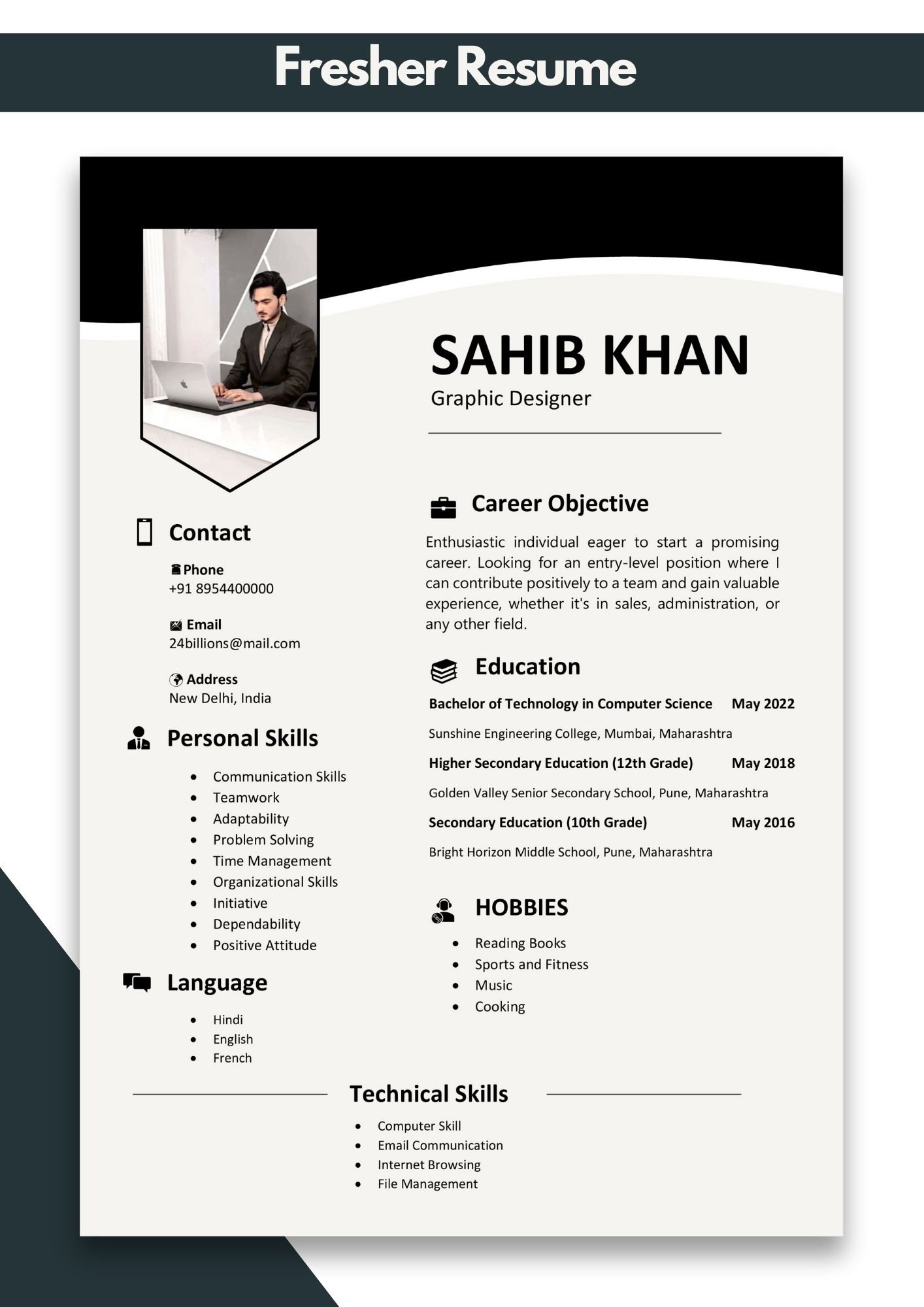 Free Resume Template for Word Download for Freshers