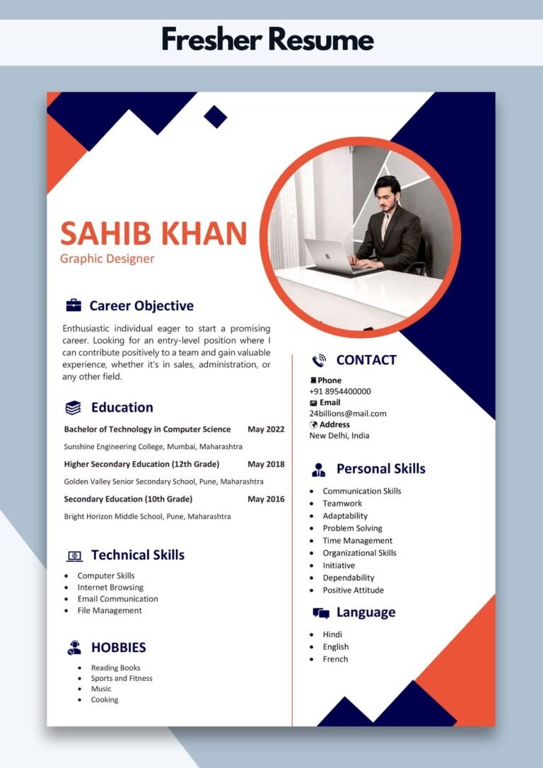 Fresher Resume Templates Free Download