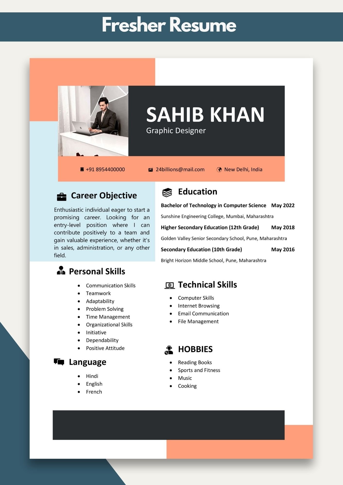 How to Write a Resume for Freshers Template Download