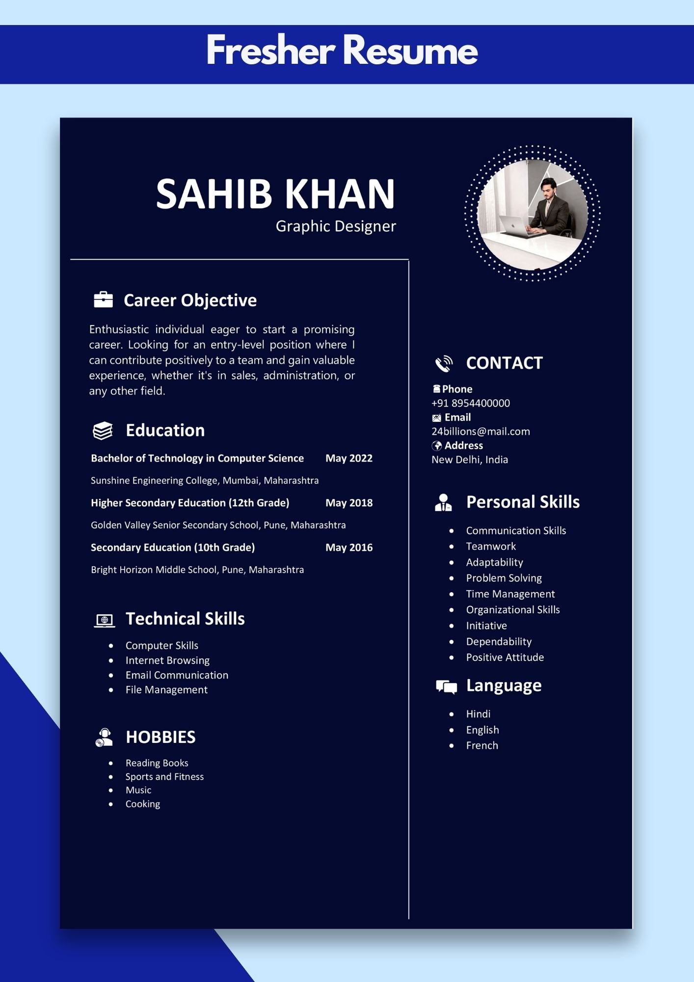 Resume Format for Freshers Free Download (.Docx & .Pdf)