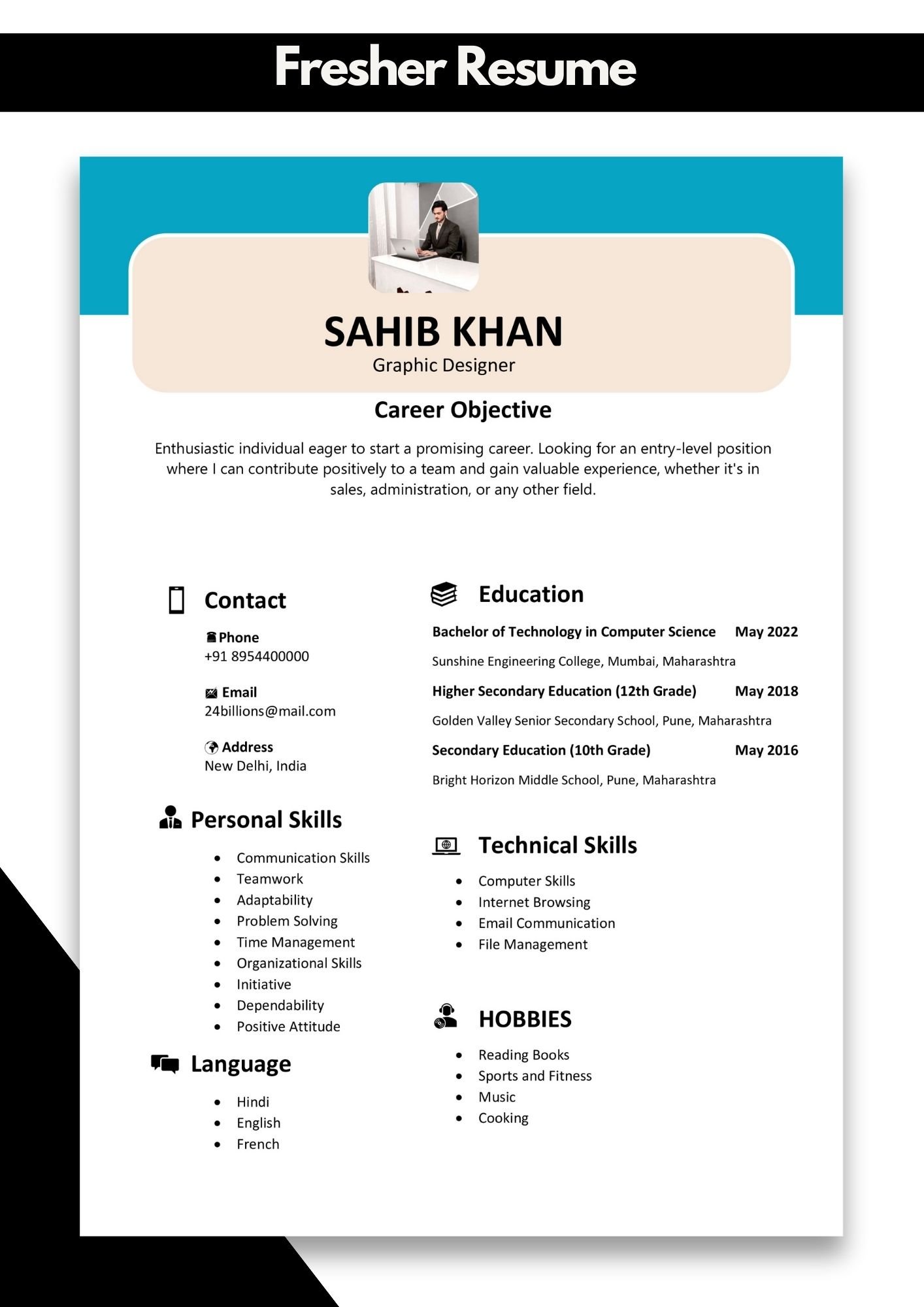 Resume Template Word Free Download for Freshers Free