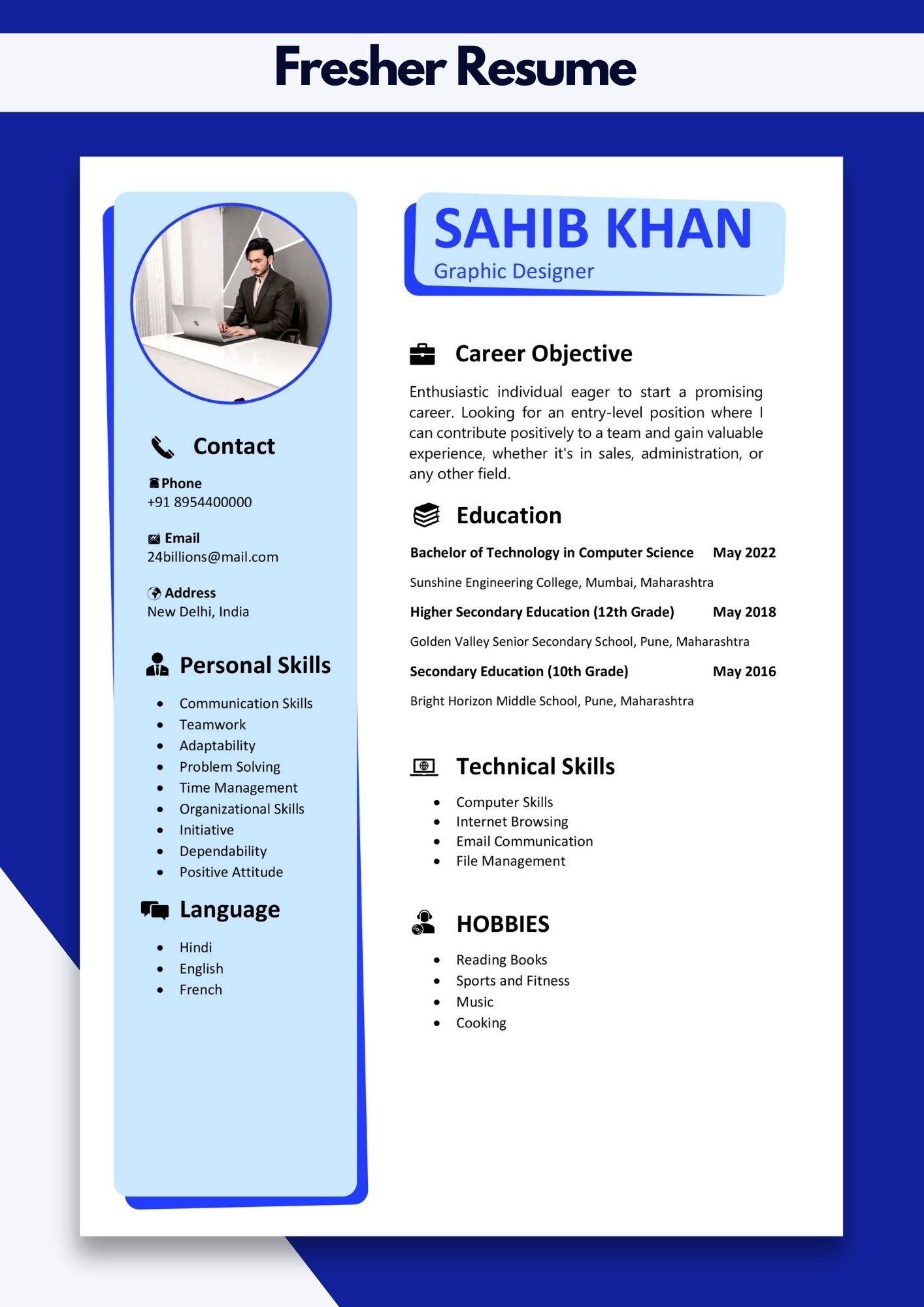 Templates Fresher Resume Free Download