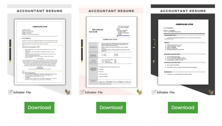 24 Accountant Resume Templates – Download MS word & PDF
