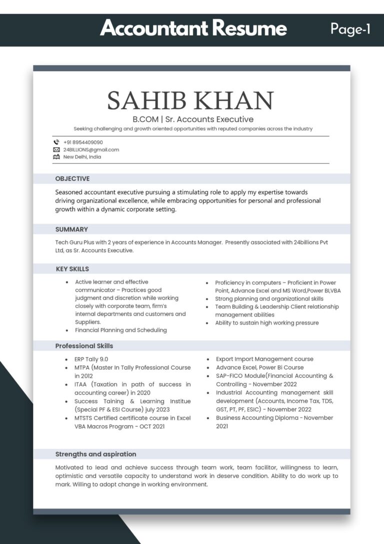 Accountant Resume Format in Word Free Download