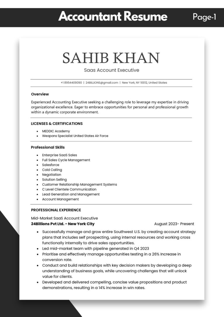 Accountant Executive CV Example “ATS Friendly” Download in Word