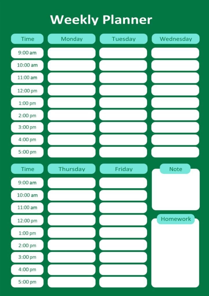Weekly Planning Templates for Office, School, and Home Use