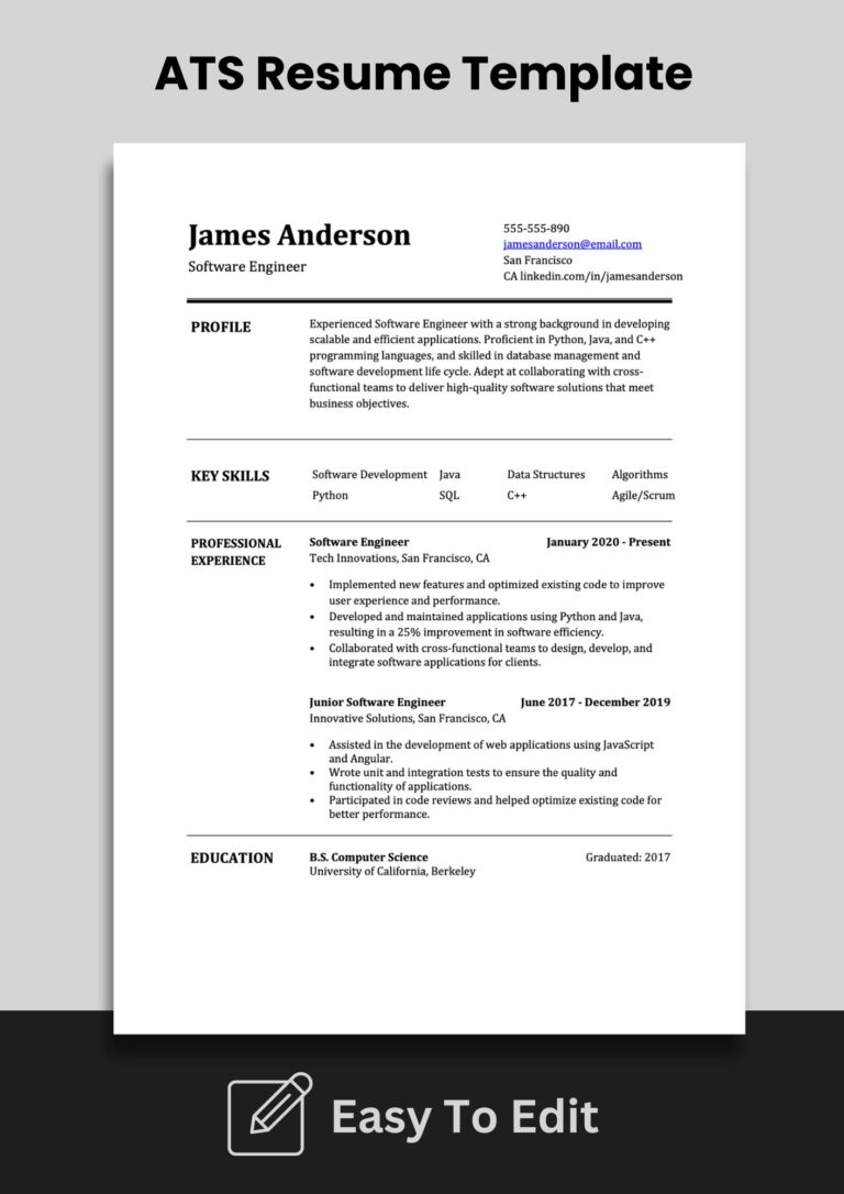 ATS Friendly Software Engineer Resume Template