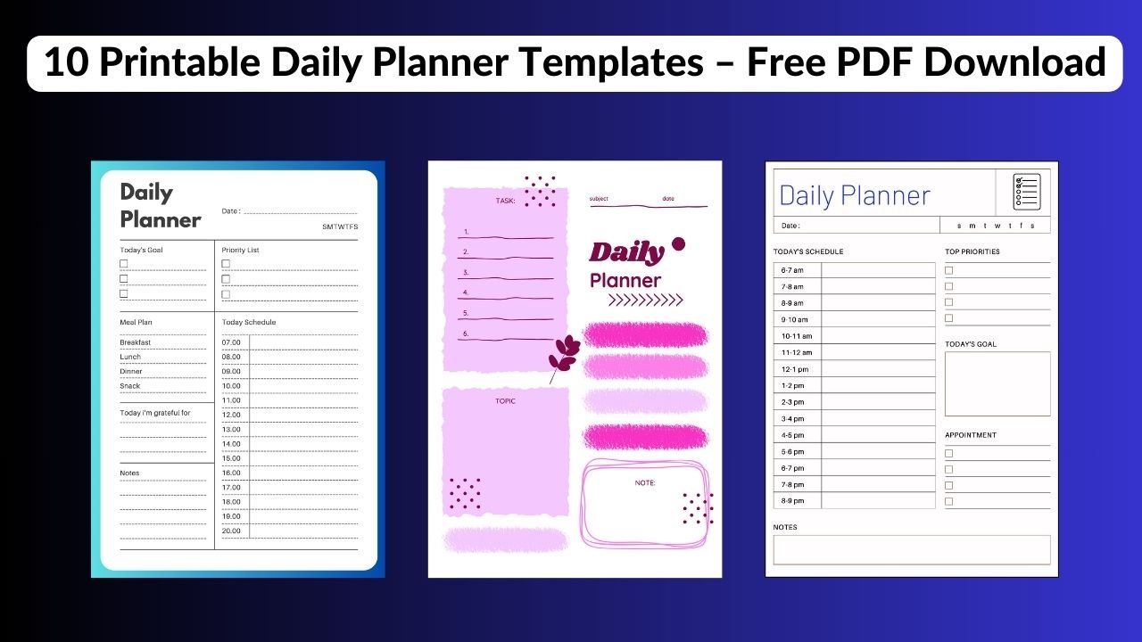 10 Best Printable Daily Planner Templates – Free PDF Download