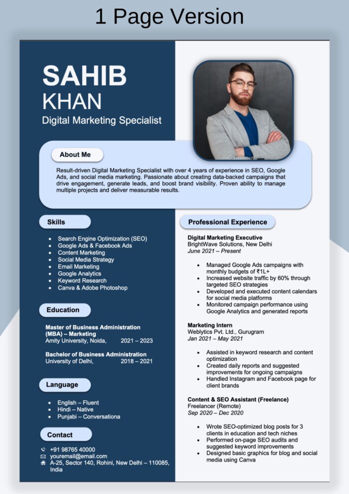 Resume Template Ms Word with Cover Letter, 1 Page Cv Template Ms Word + 2 page resume for Ms Word, Resume Professional
