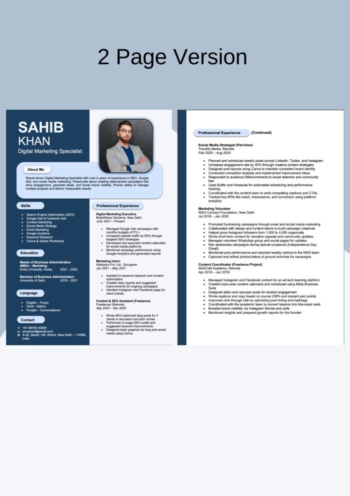 Resume Template Ms Word with Cover Letter, 1 Page Cv Template Ms Word + 2 page resume for Ms Word, Resume Professional