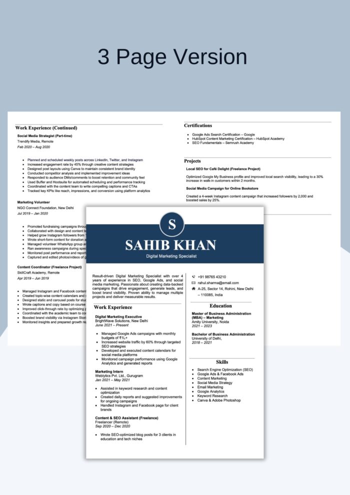 Fresher Resume Experienced Resume Editable Resume Format in Word