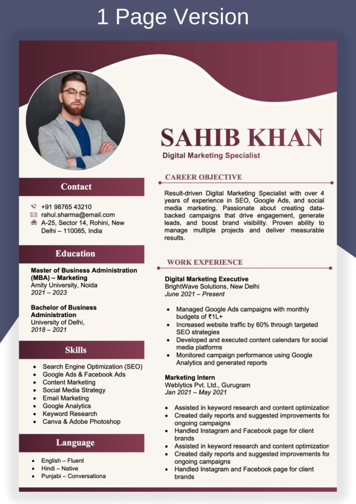 Modern Cv Template in Word - Easy to Edit Download in Ms Word