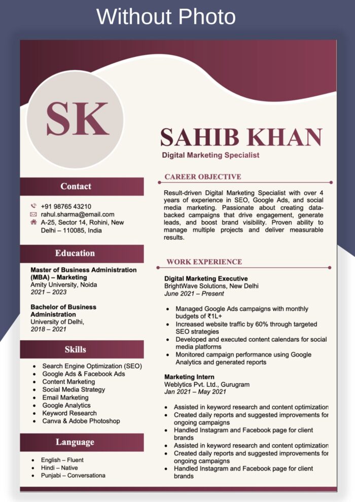 Modern Cv Template in Word - Easy to Edit Download in Ms Word