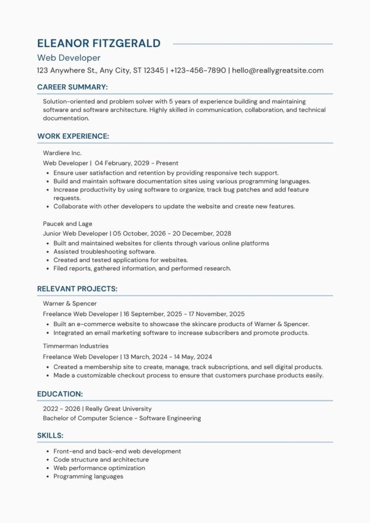 ATS Friendly Canva Resume Template