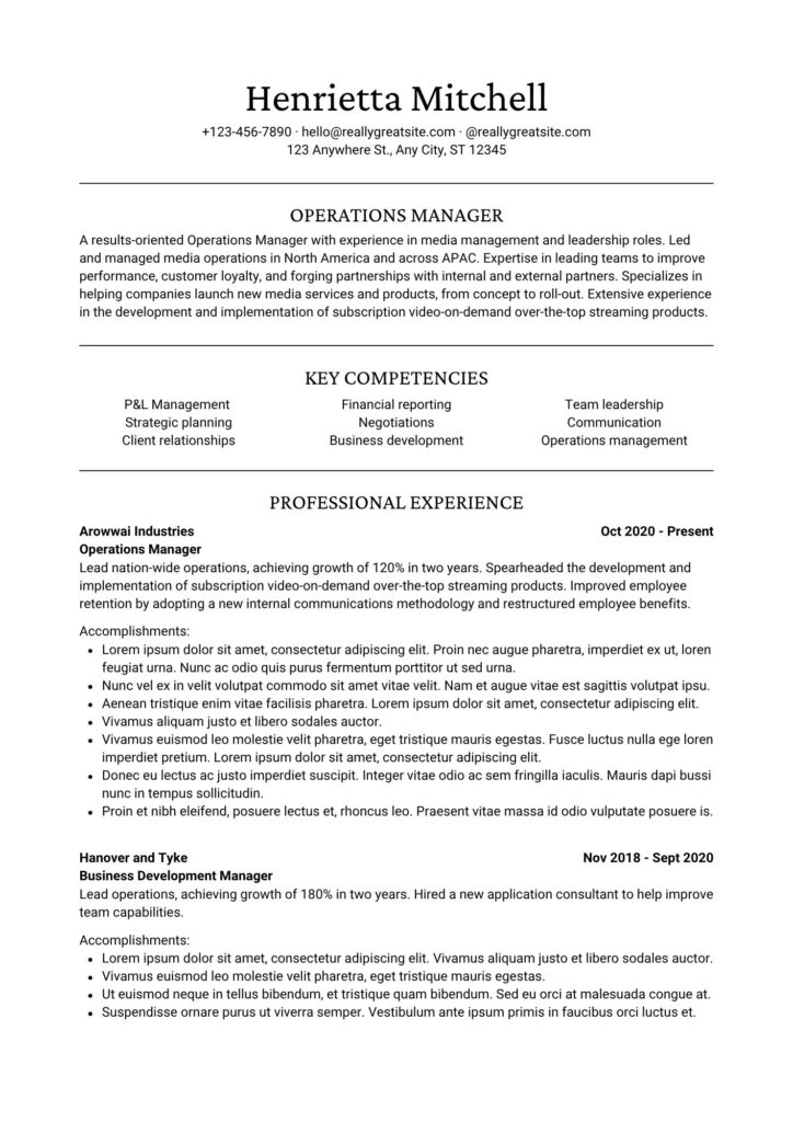 Black And White Corporate Canva Resume Template