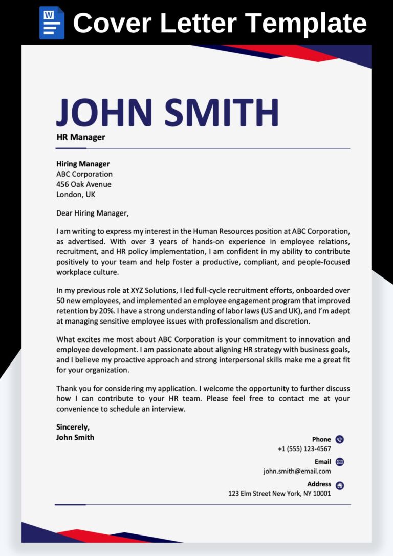 Editable Cover Letter Templates for Job Application – Word & PDF