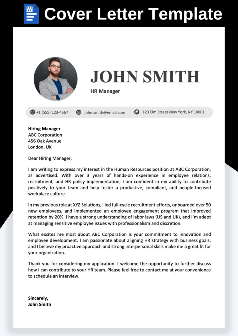 Professional Cover Letter Templates in Word – Free Download for Internship & Jobs
