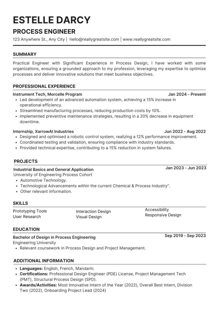 White and Black Modern New Graduate Professional Canva Resume Template