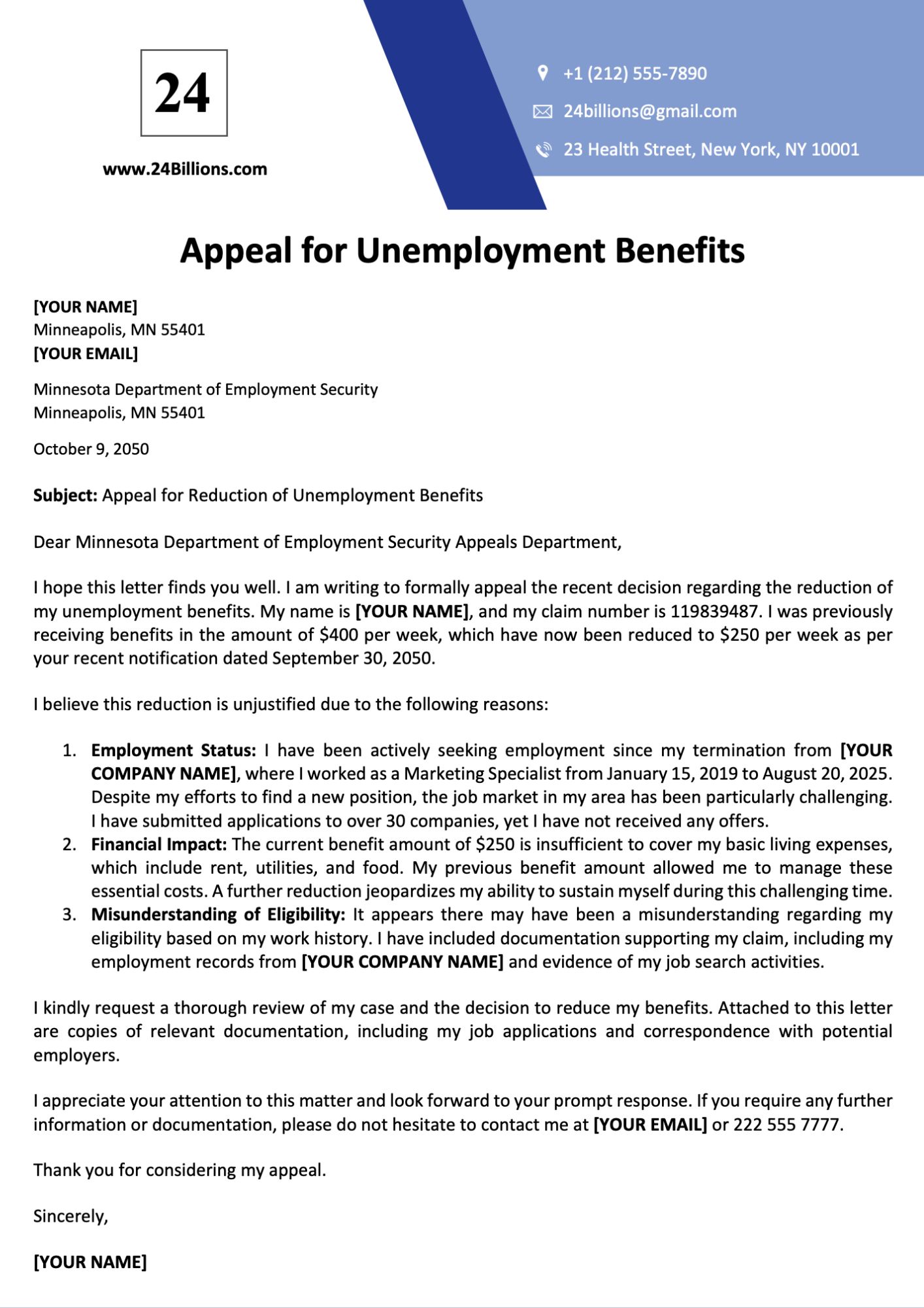 Appeal for Unemployment Benefits