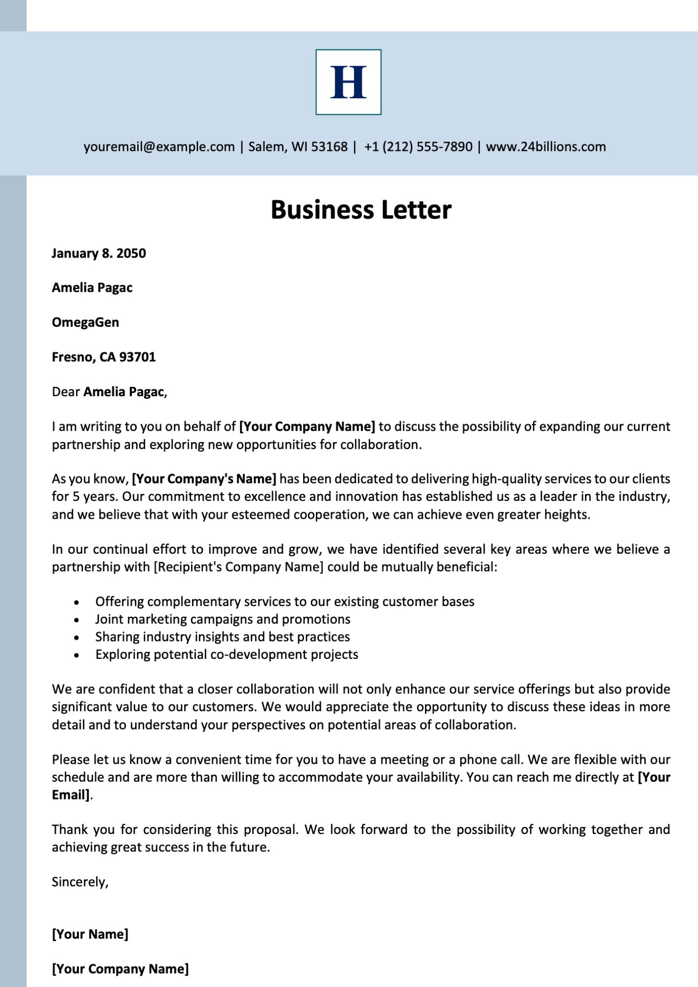 Business Letter Template