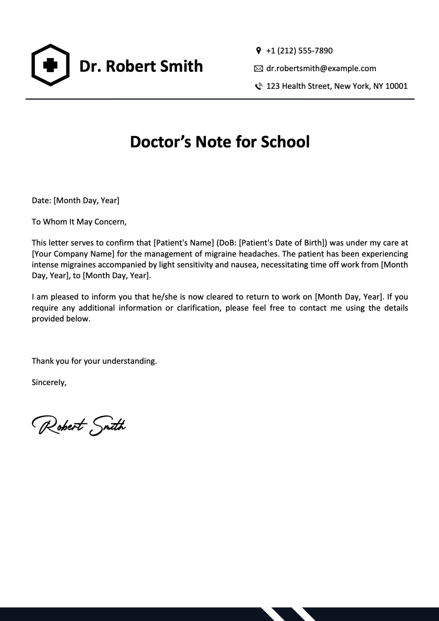 Doctor’s Note for School Template